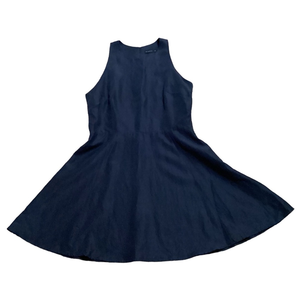 Navy Sleeveless Medium Mini Dress Linen Tencel